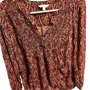 Lucky Brand Red and Orange Paisley Blouse